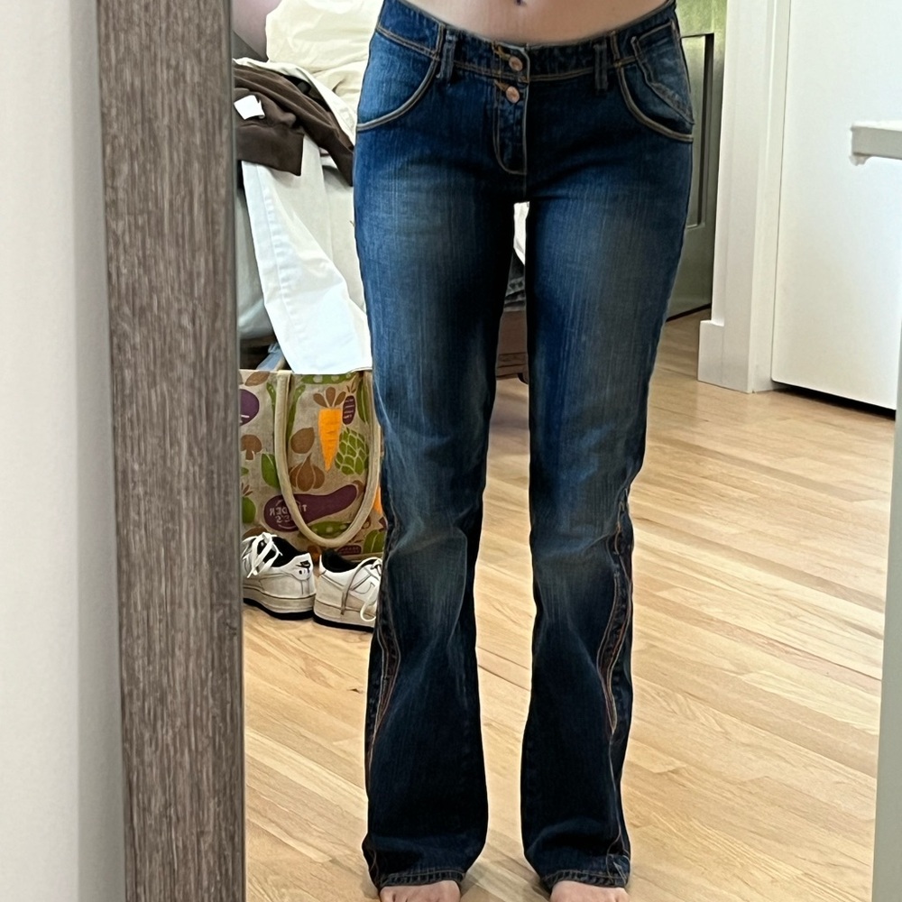 low rise flare jeans